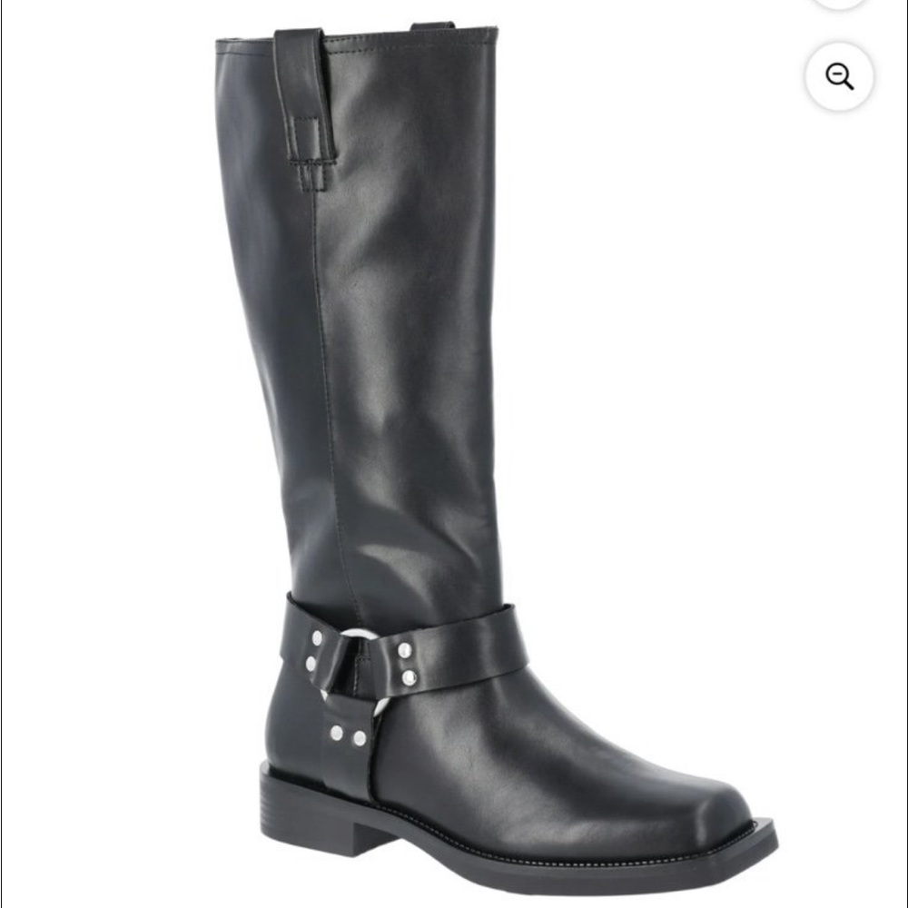 NWT! Time and Tru Mid Moto Biker Woman’s Faux Leather Black Boots Size 6. No Box